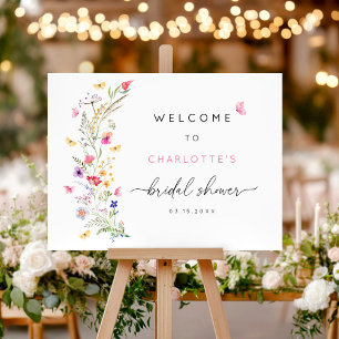 Watercolor Floral Pink Bridal Shower Welcome Sign