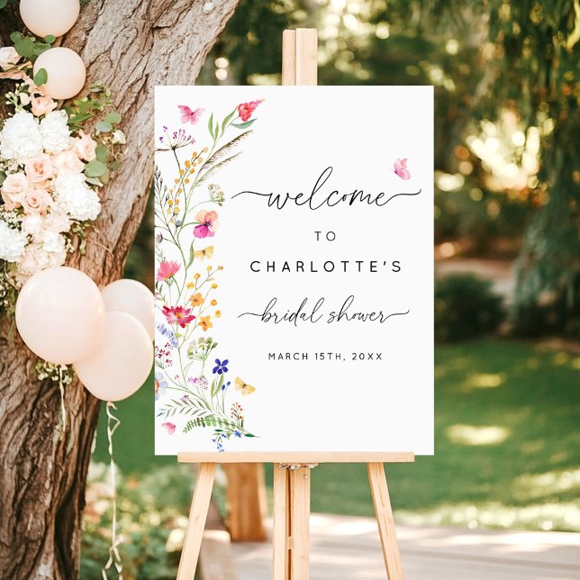 Watercolor Floral Pink Bridal Shower Welcome Sign (Creator Uploaded)