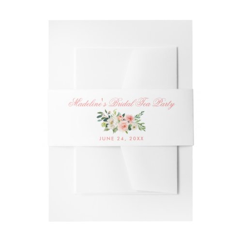 Watercolor Floral Pink Bridal Tea Party Invitation Belly Band