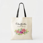 Watercolor Floral Pink Bridesmaid Wedding Gift Tote Bag at Zazzle