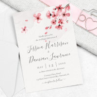 Watercolor Floral Pink Cherry Blossom Wedding