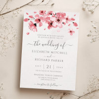 Watercolor Floral Pink Cherry Blossom Wedding