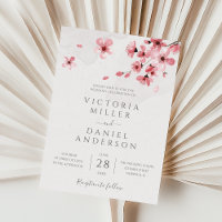 Watercolor Floral Pink Cherry Blossom Wedding