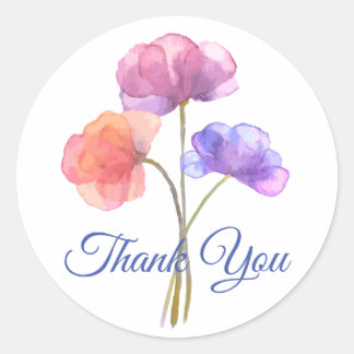 Watercolor Floral Pink Classic Round Sticker