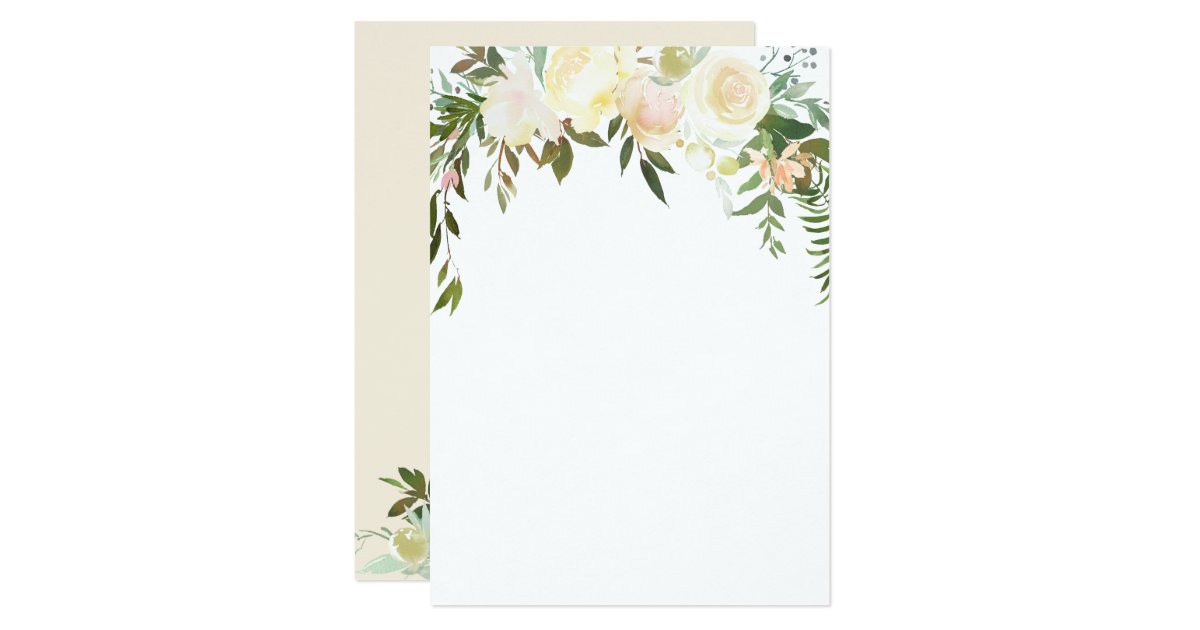 Watercolor Floral Pink Cream Ivory Shower Blank Invitation Zazzle Com
