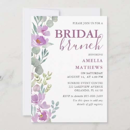 Watercolor Floral Pink Eucalyptus Bridal Shower Invitation
