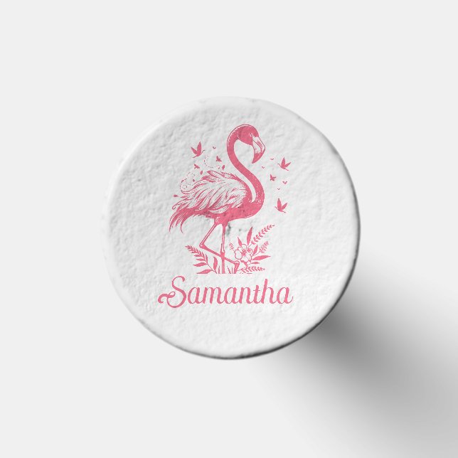 Watercolor Floral Pink Flamingo Personalized Name Golf Tees (Top)