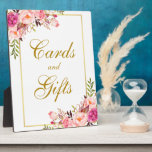 Watercolor Floral Pink Gold Wedding Cards Gifts Plaque<br><div class="desc">Watercolor Floral Pink Gold Wedding Cards Gifts Table Plaque</div>