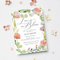 Watercolor Floral Pink Green Bridal Shower Invitation