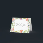 Watercolor Floral Pink Green Bridal Shower Thank You Card<br><div class="desc">Watercolor Floral Pink Green Bridal Shower Invitation</div>