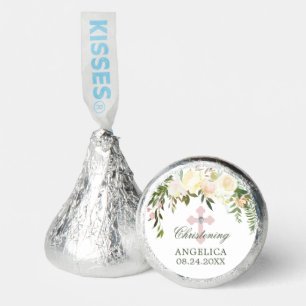 Watercolor Floral Pink Ivory Baptism Christening Hershey®'s Kisses®