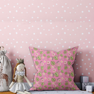 Watercolor floral pink kid throw pillow