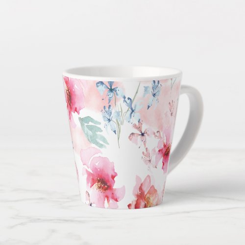 Watercolor Floral Pink Latte Mug