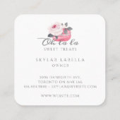 Watercolor Floral Pink Macaron Bakery & Sweets Square Business Card (Back)