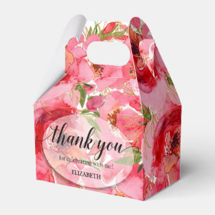 Watercolor Floral Pink Peonies Bridal Shower Favor Boxes