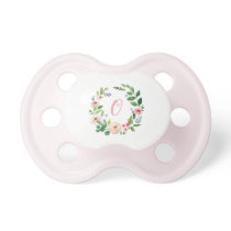 Watercolor floral pink wreath initial pacifier Watercolor floral pink wreath initial pacifier
