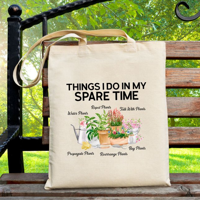 Watercolor Floral Plant Funny Quote Gardening Tote Bag (In situ)