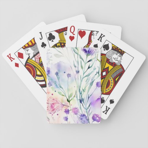 Watercolor floral playing cards