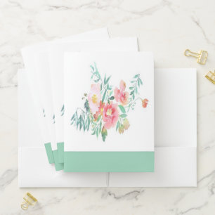 Watercolor floral pocket folder