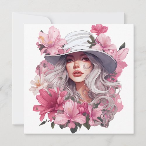 Watercolor Floral Portrait of a beautiful girl