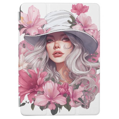 Watercolor Floral Portrait of a beautiful girl iPad Air Cover