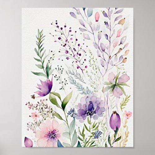 Watercolor floral poster