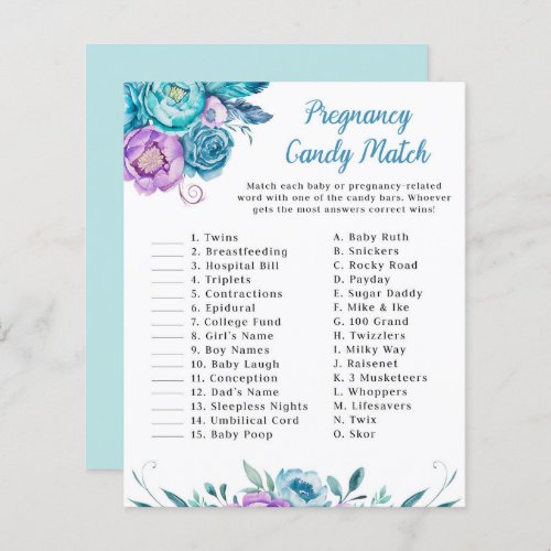 Watercolor Floral Pregnancy Candy Match Game
