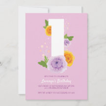 Watercolor Floral Pretty Kids 1st Birthday Party