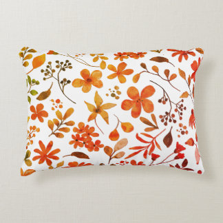 Watercolor Floral Print Accent Pillow
