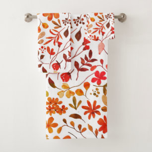Watercolor Floral Print  Bath Towel Set