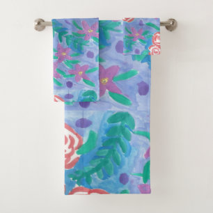 Watercolor Floral Print  Bath Towel Set