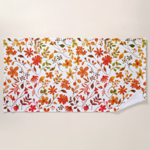 Watercolor Floral Print Beach Towel
