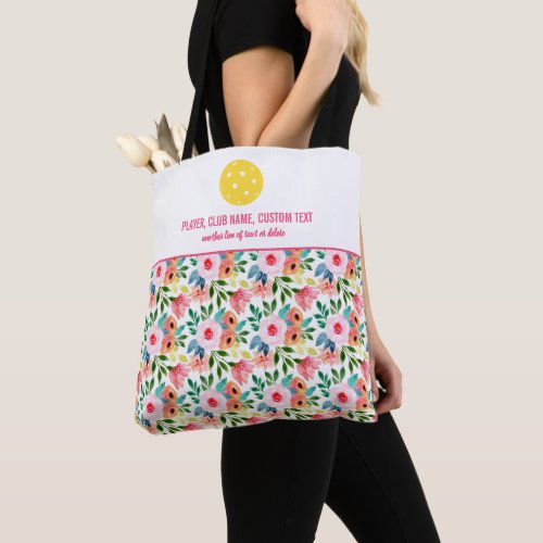 Watercolor Floral Print Custom Pickleball Paddle Tote Bag