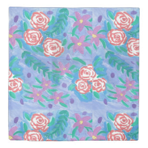 Watercolor Floral Print Duvet Cover