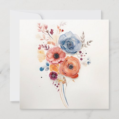 Watercolor Floral Print Fibonacci Thank You Card