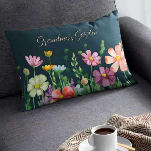 Watercolor Floral Print Flower Garden Wildflower Accent Pillow