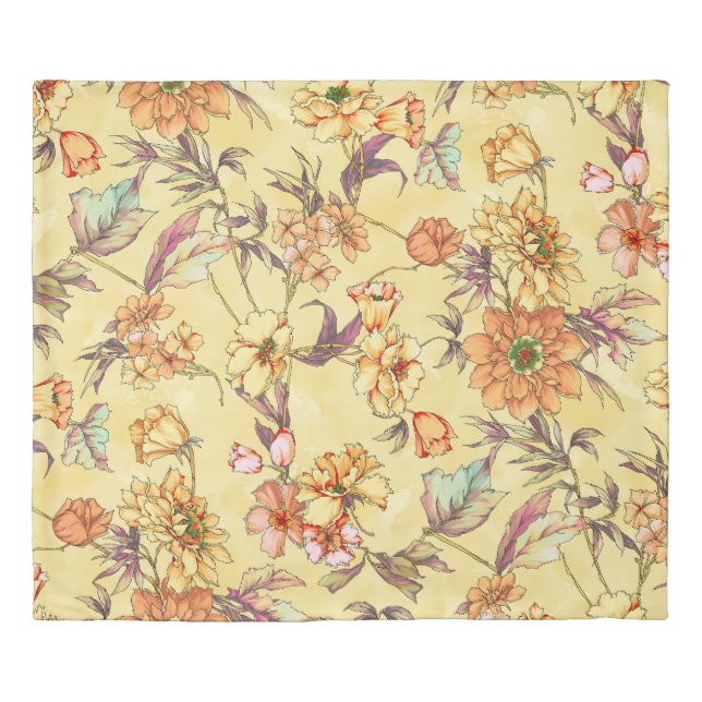 Watercolor Floral Print Texture Duvet Cover (Front)