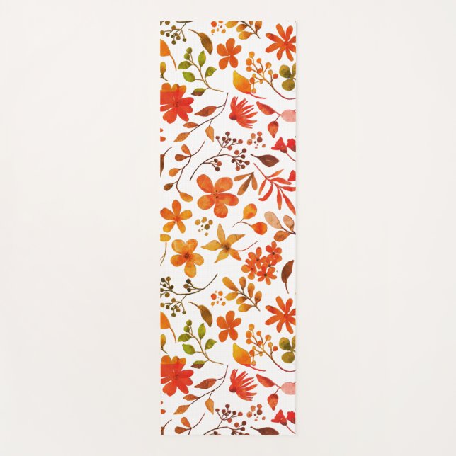 Watercolor Floral Print  Yoga Mat (Front)