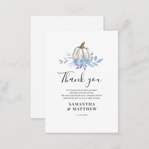 Watercolor Floral Pumpkin Baby Shower Thank You Note Card