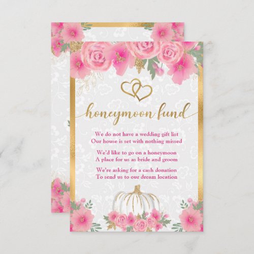Watercolor Floral Pumpkin Wedding Honeymoon Fund Enclosure Card