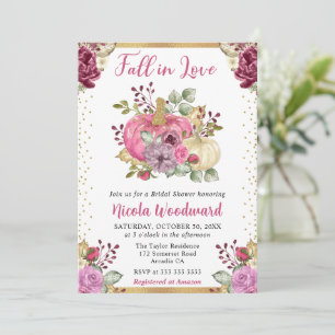 Watercolor Floral Pumpkins Fall Bridal Shower Invitation