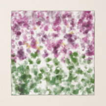 Watercolor Floral Purple and Green Chiffon Scarf