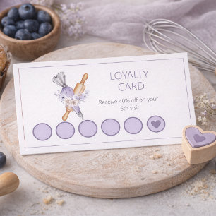 Watercolor Floral Purple Bakery  Loyalty Card