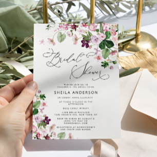 Watercolor Floral Purple Bridal Shower Invitation
