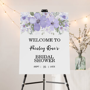 Watercolor Floral Purple Bridal Shower Welcome Foam Board