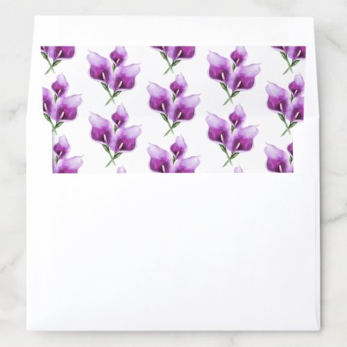 Watercolor Floral Purple Calla Lily Wedding Envelope Liner
