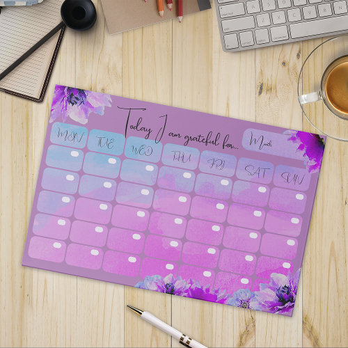 Watercolor Floral Purple Daily Gratitude Journal