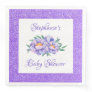 Watercolor Floral Purple Glitter Baby Shower Paper Dinner Napkins