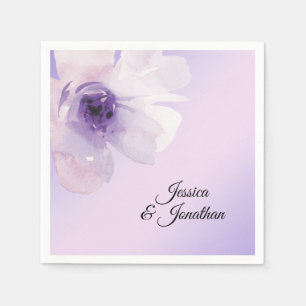 Watercolor Floral Purple Violet Lavender Wedding Napkins