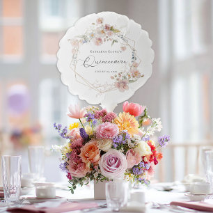 Watercolor Floral Quinceanera Balloon